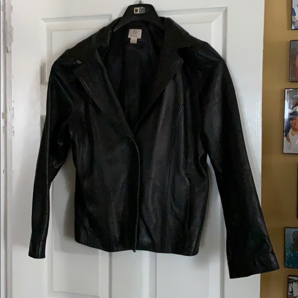 Black leather coat